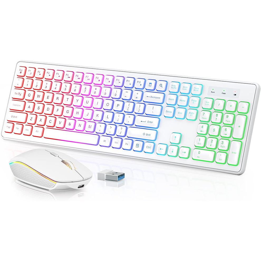 Gaming Keyboard Mechanical Wireless - Tastiera e mouse wireless retroilluminati, tasti